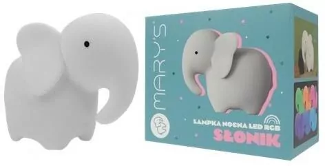 Lampka nocna LED RGB słoń biały z pilotem - tantis.pl