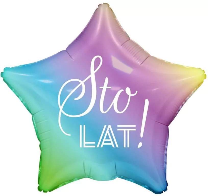 Balon foliowy Sto Lat, gwiazda gradient 48cm - tantis.pl