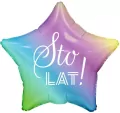 Balon foliowy Sto Lat, gwiazda gradient 48cm - tantis.pl