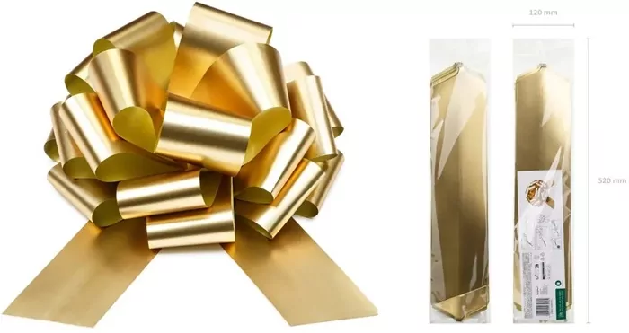 Kokarda dekoracyjna DIY jasny złoty 40cm - tantis.pl