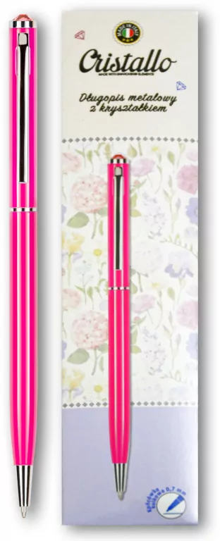 Długopis 0,7mm Cristallo Swarovski różowy - tantis.pl