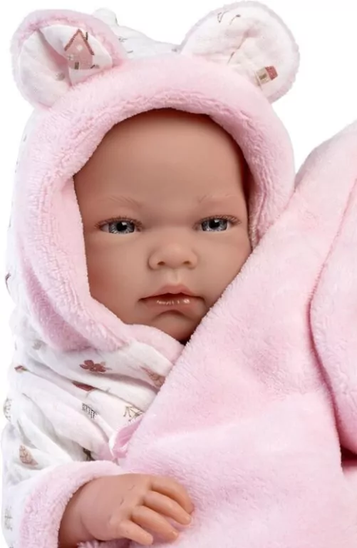 Lalka Bobas Nica z różowym kocykiem 40cm - tantis.pl