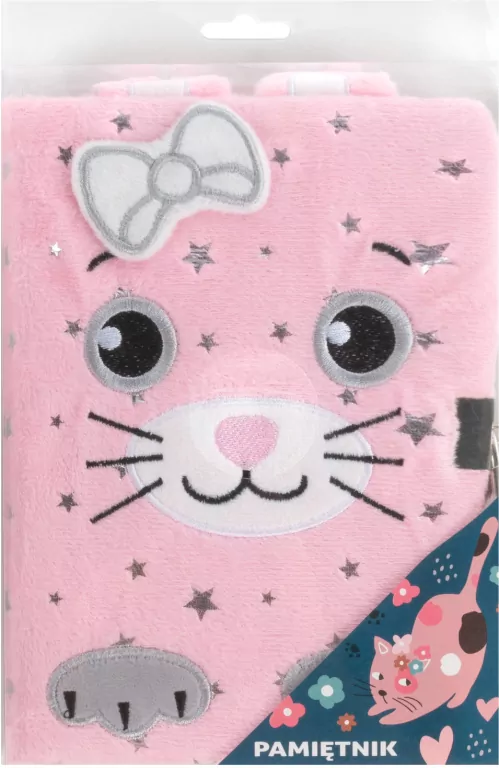 Pamiętnik pluszowy z kłódką Kotek DERFORM - tantis.pl