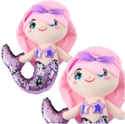 Syrenka pluszowa z ogonem w cekiny fioletowa 28cm