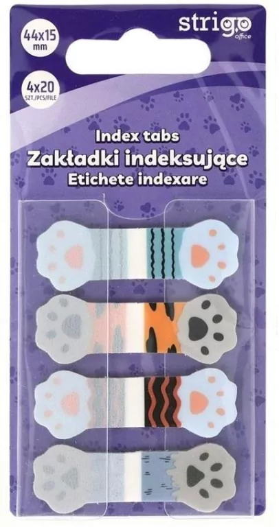 Zakładki indeksujące Łapki 44x15mm 80 kartek - tantis.pl