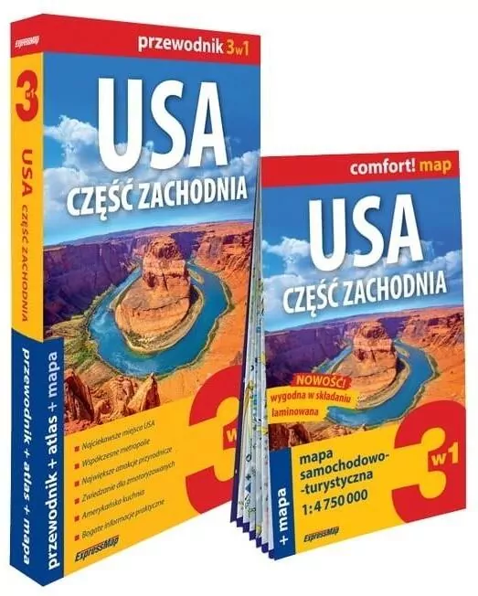USA. Część zachodnia 3w1 przewodnik + atlas + mapa - tantis.pl
