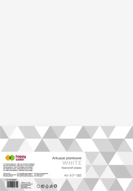 Arkusze piankowe A3 biały HAPPY COLOR - tantis.pl