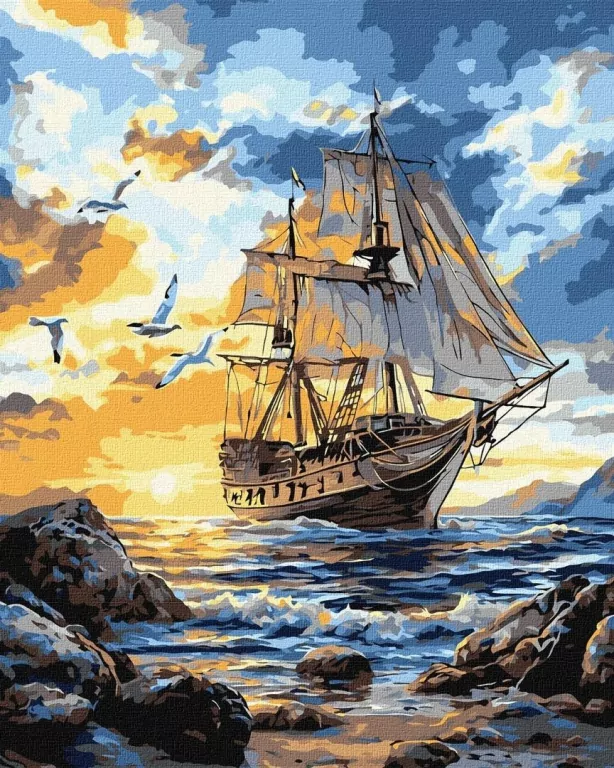 Malowanie po numerach - Ptaki nad żaglami 40x50cm - tantis.pl