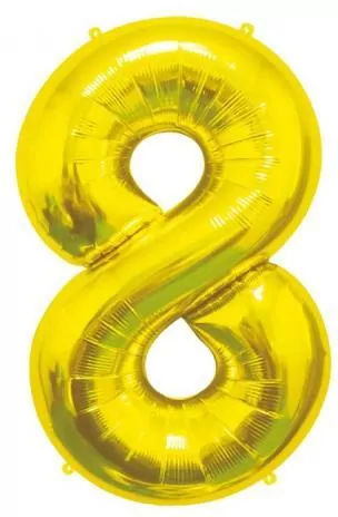 Balon foliowy 8. Złoty 85cm - tantis.pl