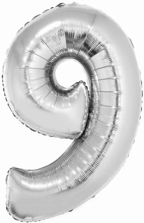 Balon foliowy Smart cyfra 9 srebrny 76cm - tantis.pl