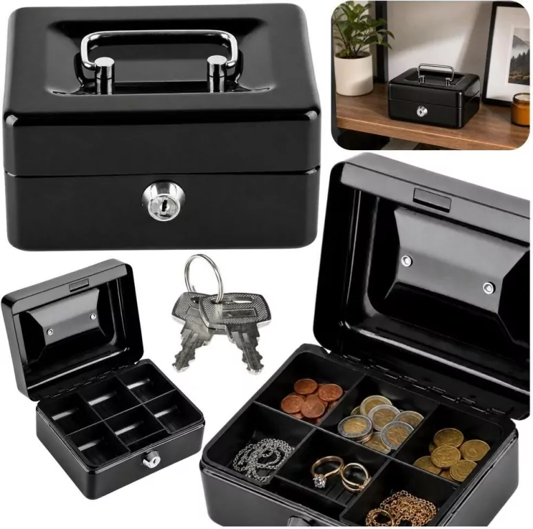 Kasetka na pieniądze metalowa z kluczem 13x10cm - tantis.pl