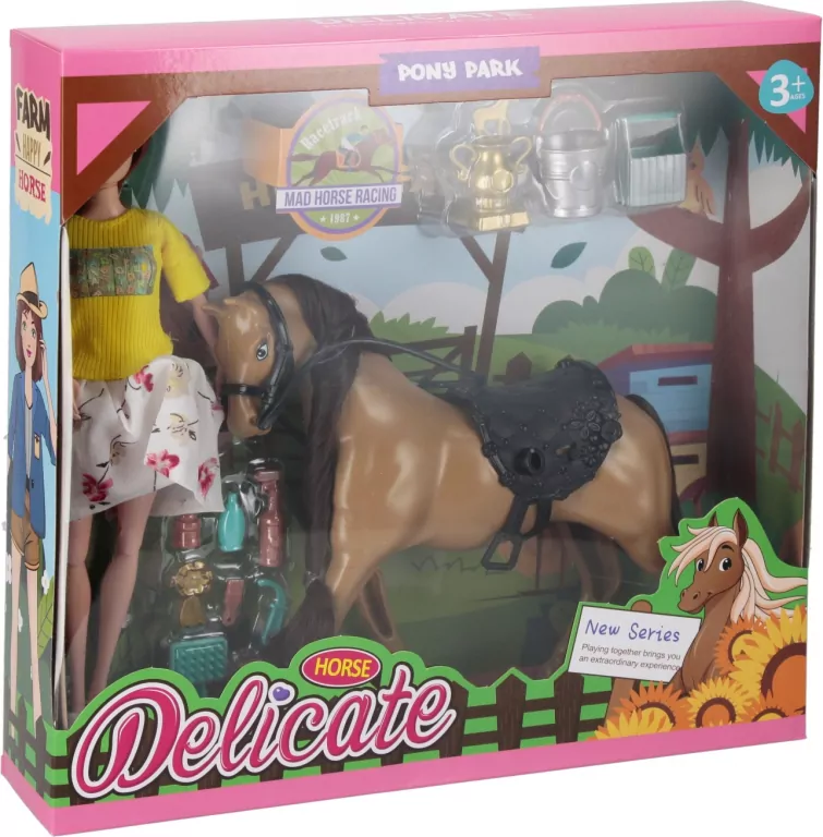 Lalka i konik z akcesoriami. 29cm - tantis.pl