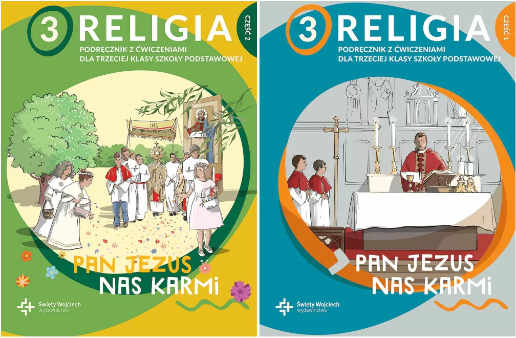 Pakiet: Pan Jezus nas karmi. Podręcznik z ćwiczeniami dla trzeciej klasy szkoły podstawowej. Religia 3. Część 1-2 - tantis.pl