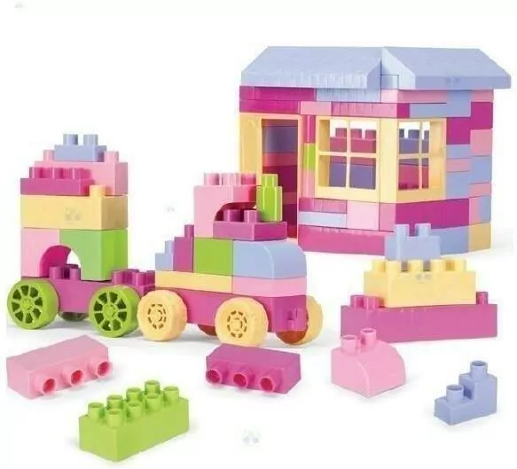 Kids Blocks. Klocki w pojemniku, różowe, 132 elementy - tantis.pl