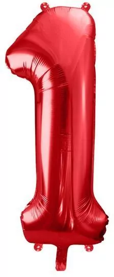 Balon foliowy cyfra 1 86cm czerwony - tantis.pl
