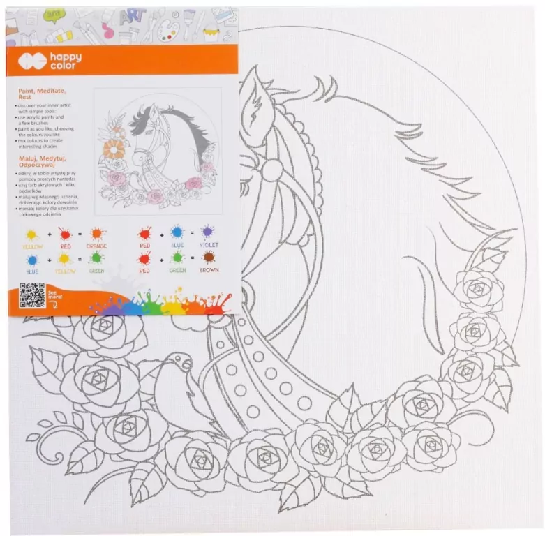 Podobrazie bawełniane Koń 25x25cm HAPPY COLOR - tantis.pl