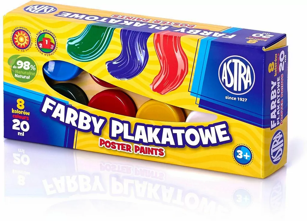Farby Plakatowe 8 kolorów 20ml ASTRA - tantis.pl
