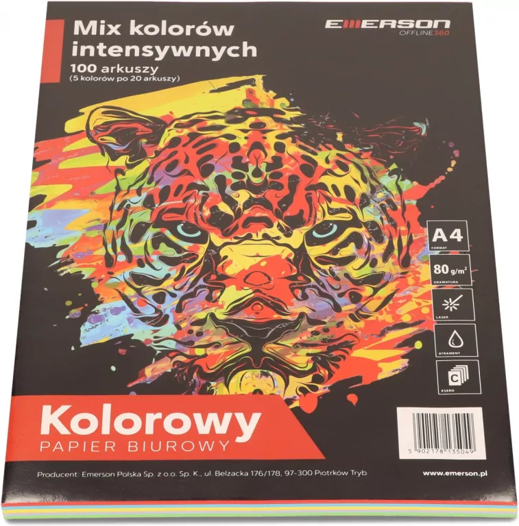 Papier kolorowy Emerson mix 20x5 A4 (mix) 80g intensywne 1 ryza - tantis.pl