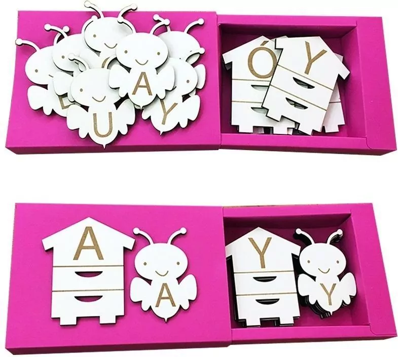 Samogłoski - pszczółki i ule (duże litery) - tantis.pl