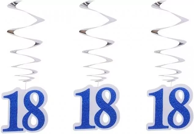 Dekoracja urodzinowa 18 niebieskie świderki - tantis.pl