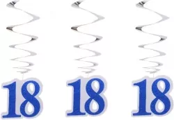 Dekoracja urodzinowa 18 niebieskie świderki