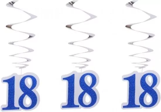 Dekoracja urodzinowa 18 niebieskie świderki