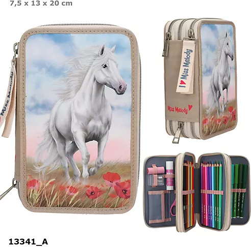 Piórnik potrójny z wyposażeniem Miss Melody Poppy Sand 13341A - tantis.pl