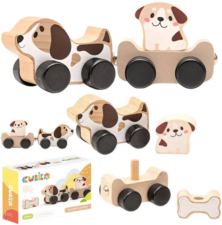 Drewniana zabawka. Mądre szczenięta - tantis.pl