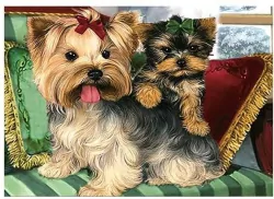 Mozaika diamentowa 5D - Yorki 40x30cm
