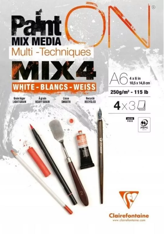 Blok A6 białych papierów mix4 250g 12ark - tantis.pl