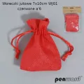 Woreczki jutowe czerwone 7x10cm, 6 sztuk - tantis.pl