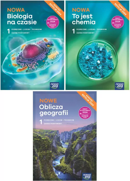 Pakiet: NOWA Biologia na czasie 1 / NOWA To jest chemia 1 / NOWE Oblicza geografii 1. Podręczniki do liceum i technikum. Zakres podstawowy - tantis.pl