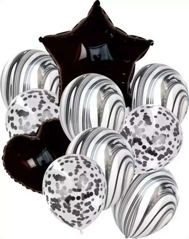 Zestaw balonów Czarna gwiazdka czarne serce 11el - tantis.pl