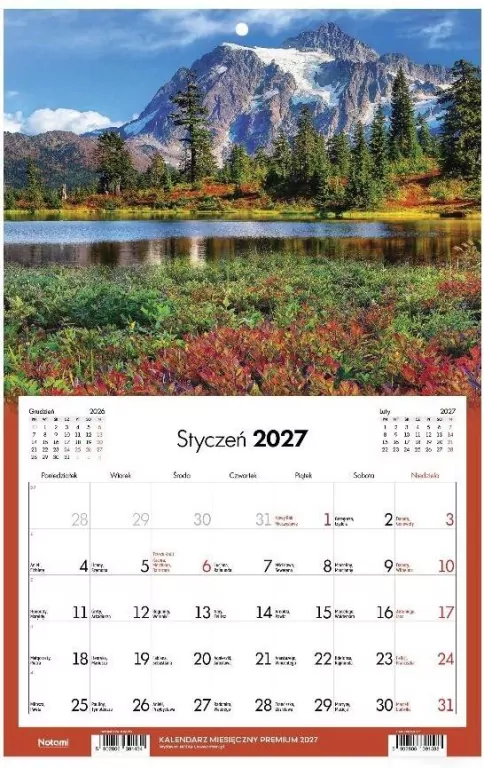 Kalendarz 2027 Jednodzielny Premium Staw w górach - tantis.pl