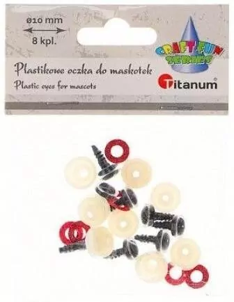 Oczy do maskotek plastikowe 10mm z mocowaniem 8szt - tantis.pl
