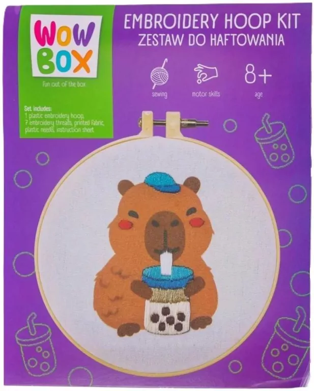 Wow Box Zestaw do haftowania Kapibara Bubble Tea - tantis.pl