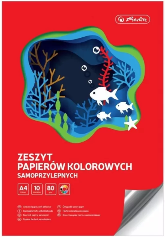 Zeszyt papierów kolorowych Herlitz A4/10k - samoprzylepne - tantis.pl