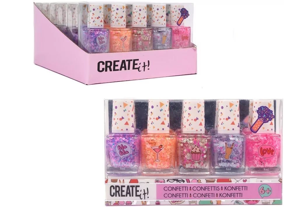 Lakier do paznokci dla dzieci. Confetti 5 szt. - tantis.pl