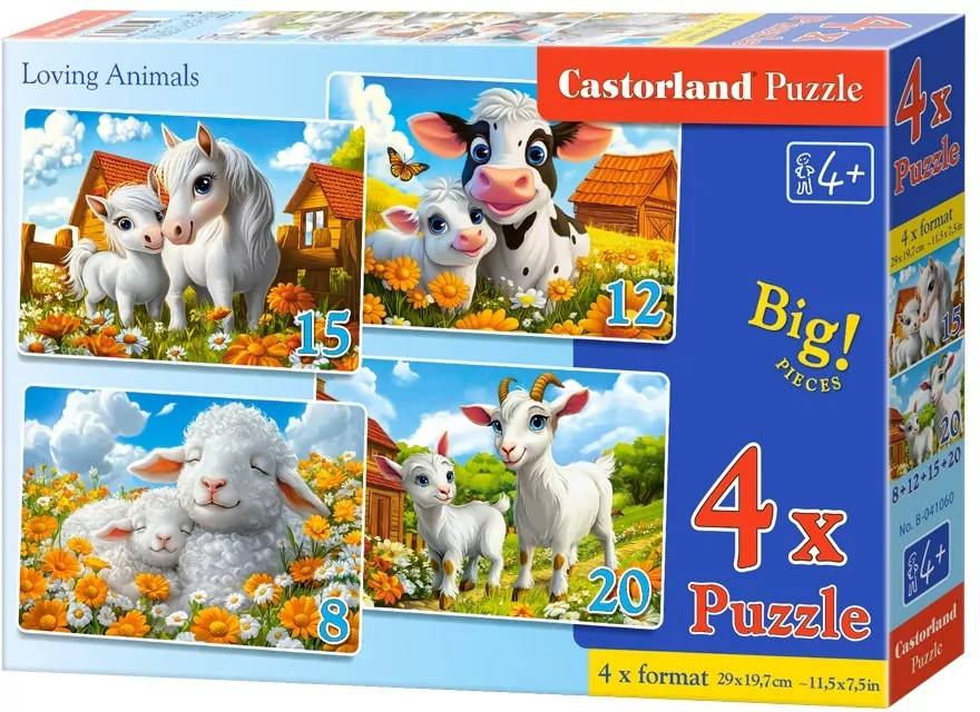 Puzzle x 4 Kontur Loving Animals CASTOR - tantis.pl