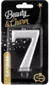 Świeczka B&C 7 metalik srebrna 8,0cm - tantis.pl