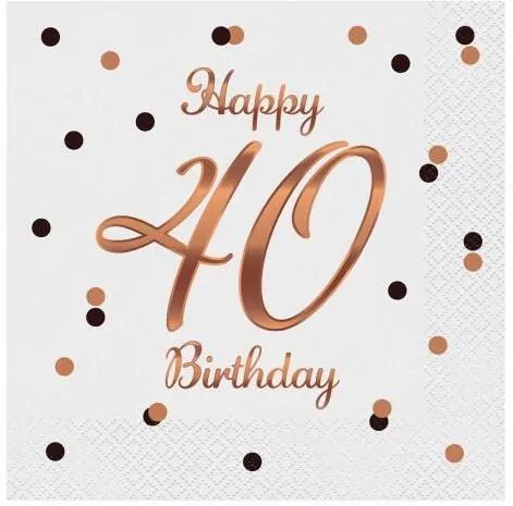 Serwetki B&C Happy 40 Birthday białe 33x33cm 20szt - tantis.pl