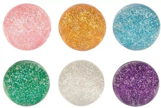 Gumowe piłeczki z brokatem. Mix