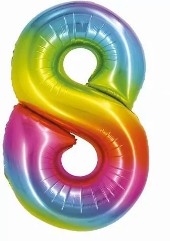 Balon foliowy. Smart. Cyfra 8. Tęczowa 76 cm - tantis.pl
