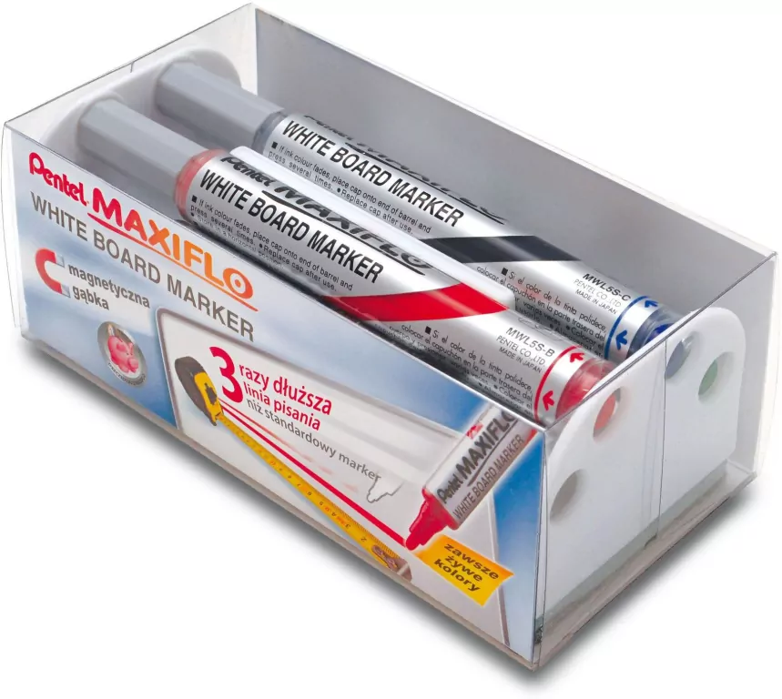 Pentel. Zestaw 4 markerów z tłoczkiem Maxiflo - tantis.pl
