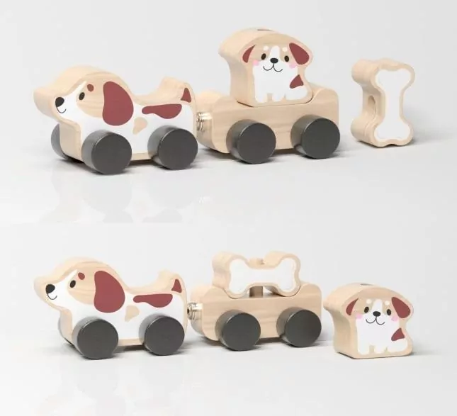 Drewniana zabawka. Mądre szczenięta - tantis.pl