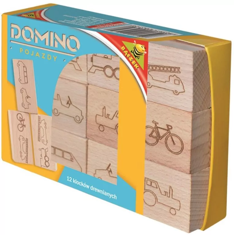 Pojazdy. Domino drewniane - tantis.pl