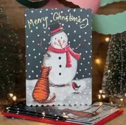 Karnet Święta Kot i bałwan