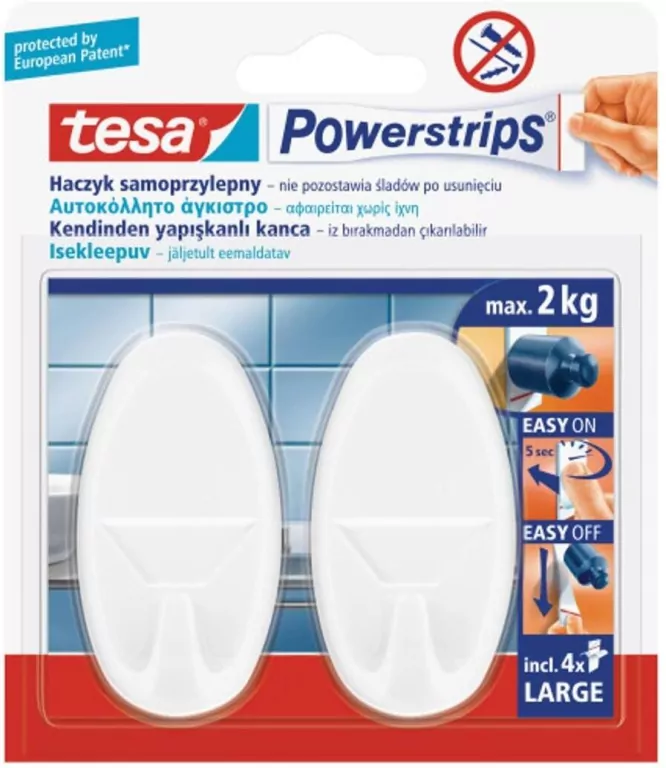 Haczyk samoprzylepny biały 2kg 2szt - tantis.pl