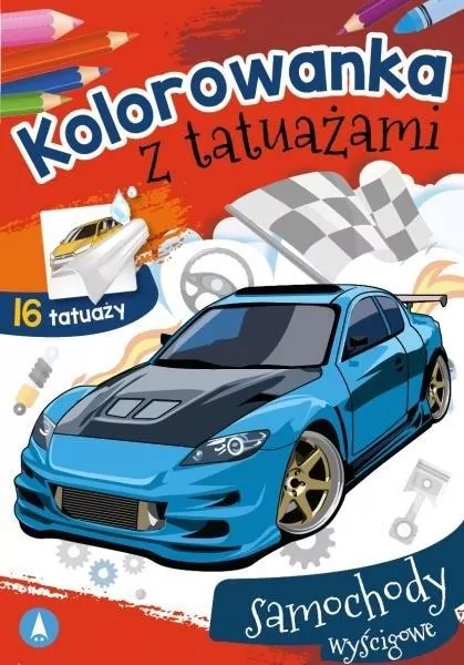 Kolorowanka z tatuażami. Samochody wyścigowe - tantis.pl