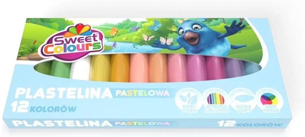 Plastelina kwadratowa pastelowa, 12 kolorów - tantis.pl